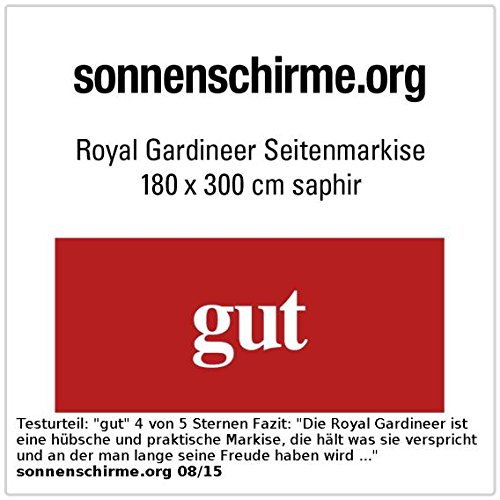 Royal Gardineer Seitenmarkise 180 x 300 cm Saphir Blau - 3