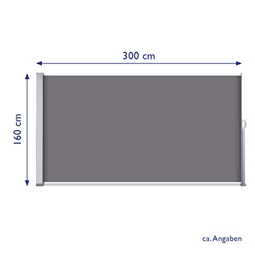 SVITA Seitenmarkise 160 x 300 cm Schwarz/Anthrazit - 3