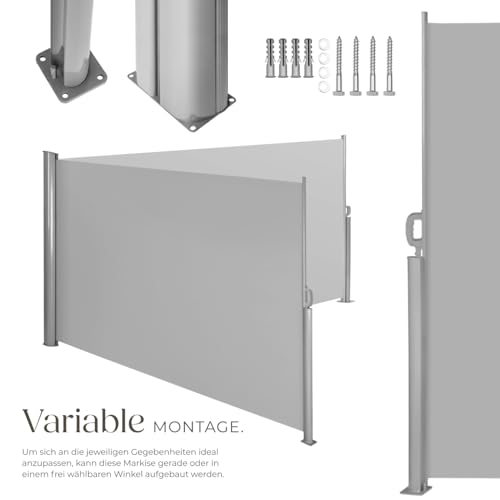 TecTake Doppel-Seitenmarkise Grau 200×600 cm - 3