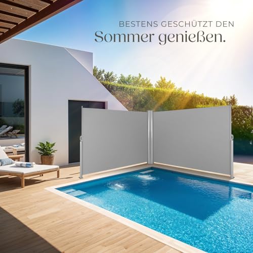 TecTake DoppelSeitenmarkise Grau 200x600 cm