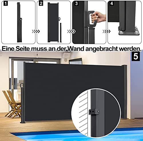 SAILUN® Seitenmarkise 160 x 300 cm Anthrazit - 6