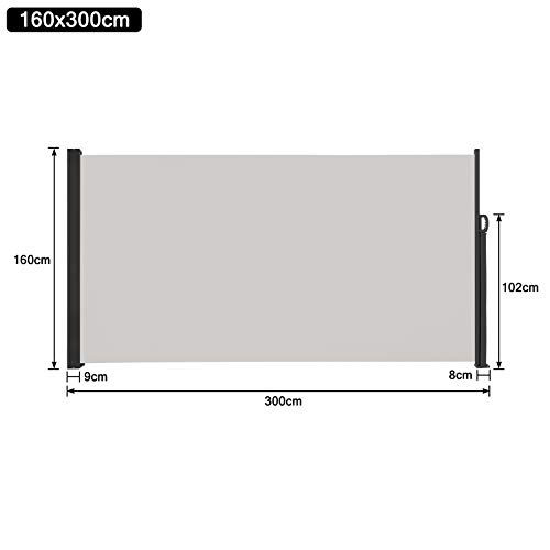 LZQ Seitenmarkise 160×300 cm Grau - 2