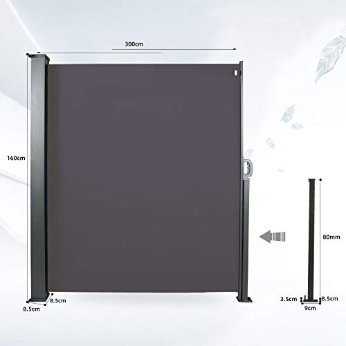 CCLIFE Seitenmarkise Anthrazit 160×300 cm - 2