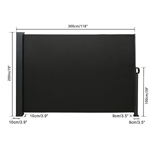 CCLIFE Seitenmarkise Schwarz 200×300 cm - 7