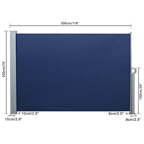 CCLIFE Seitenmarkise Blau 200×300 cm - 7