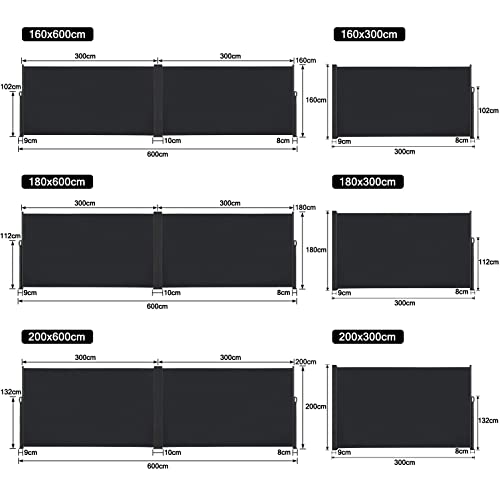 MCTECH® Seitenmarkise 180 x 300 Anthrazit - 2