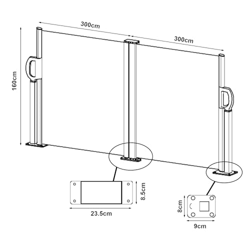[pro.tec] Doppelte Seitenmarkise 160 x 600 cm Beige - 8