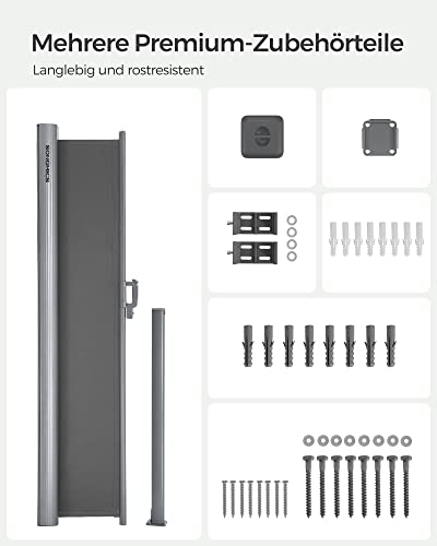 SONGMICS Seitenmarkise 200 x 400 cm grau - 8