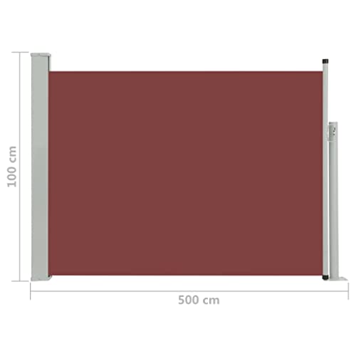 vidaXL Seitenmarkise 100×500 cm Braun - 9