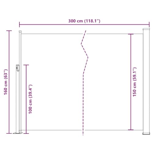 vidaXL Seitenmarkise 160×300 cm Braun - 9