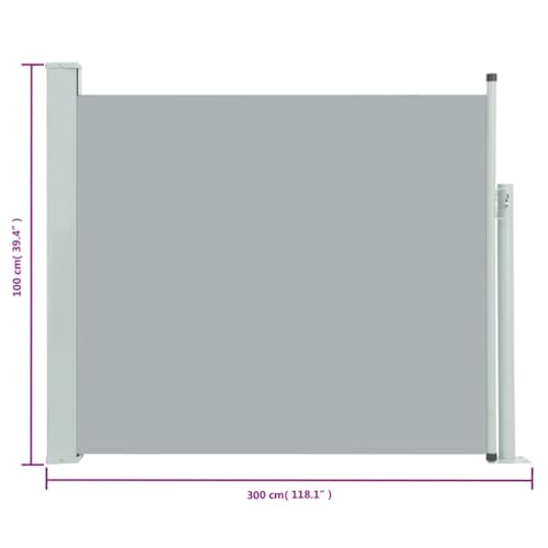 vidaXL Seitenmarkise 100×300 cm Grau - 8