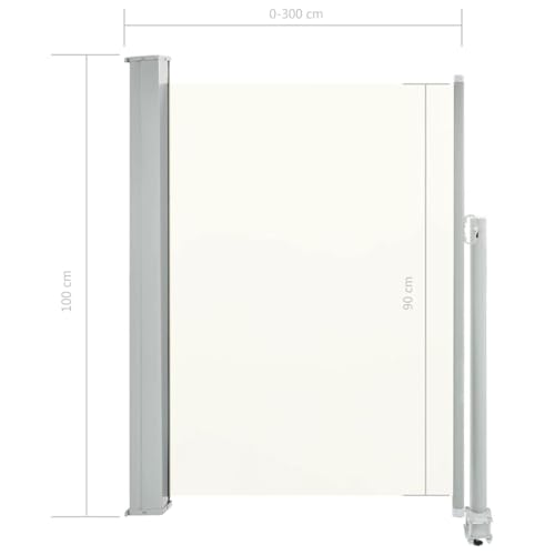 vidaXL Seitenmarkise 100×300 cm Creme - 4