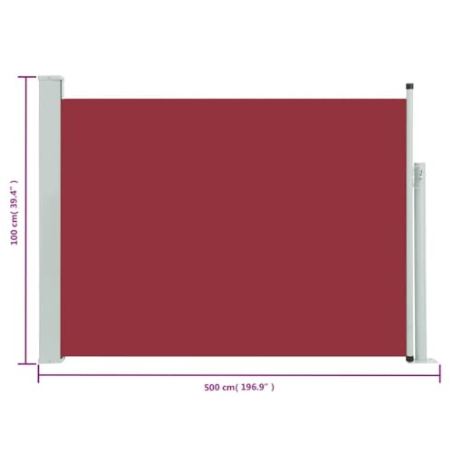 vidaXL Seitenmarkise 100×500 cm Rot - 8