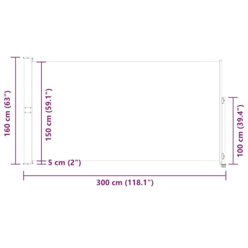 vidaXL Seitenmarkise 160×300 cm Blau - 9