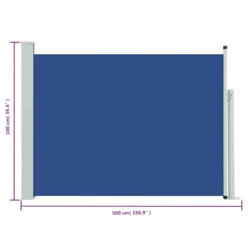 vidaXL Seitenmarkise 100×500 cm Blau - 8