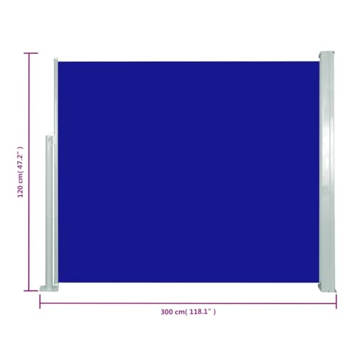 vidaXL Seitenmarkise 120x300cm Blau Sichtschutz Windschutz Sonnenschutz Balkon - 8