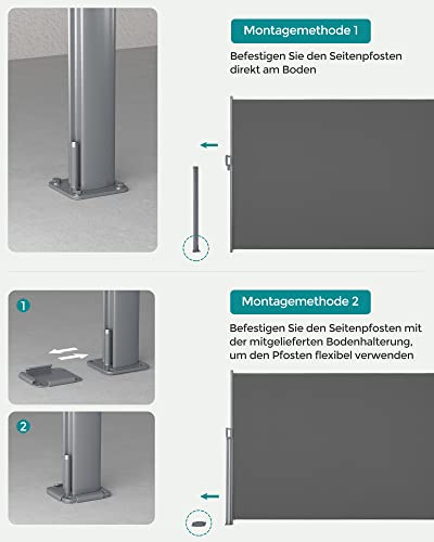 Songmics Seitenmarkise 200 x 300cm rauchgrau - 7