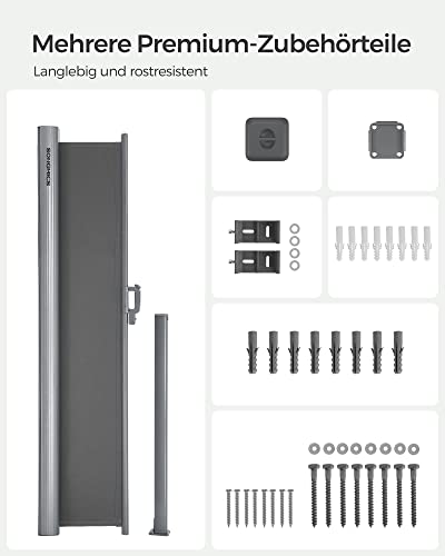 Songmics Seitenmarkise 200 x 300cm rauchgrau - 8