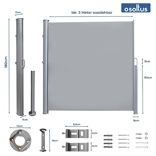 hausratplus Seitenmarkise 180 x 300 cm grau - 3